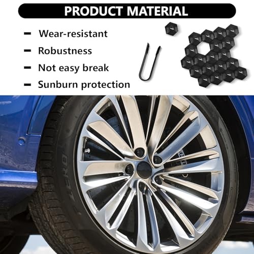 20 PCS Lug Nut Covers,17mm Hexagonal Nut Covers with Removal Tool,Plastic Black