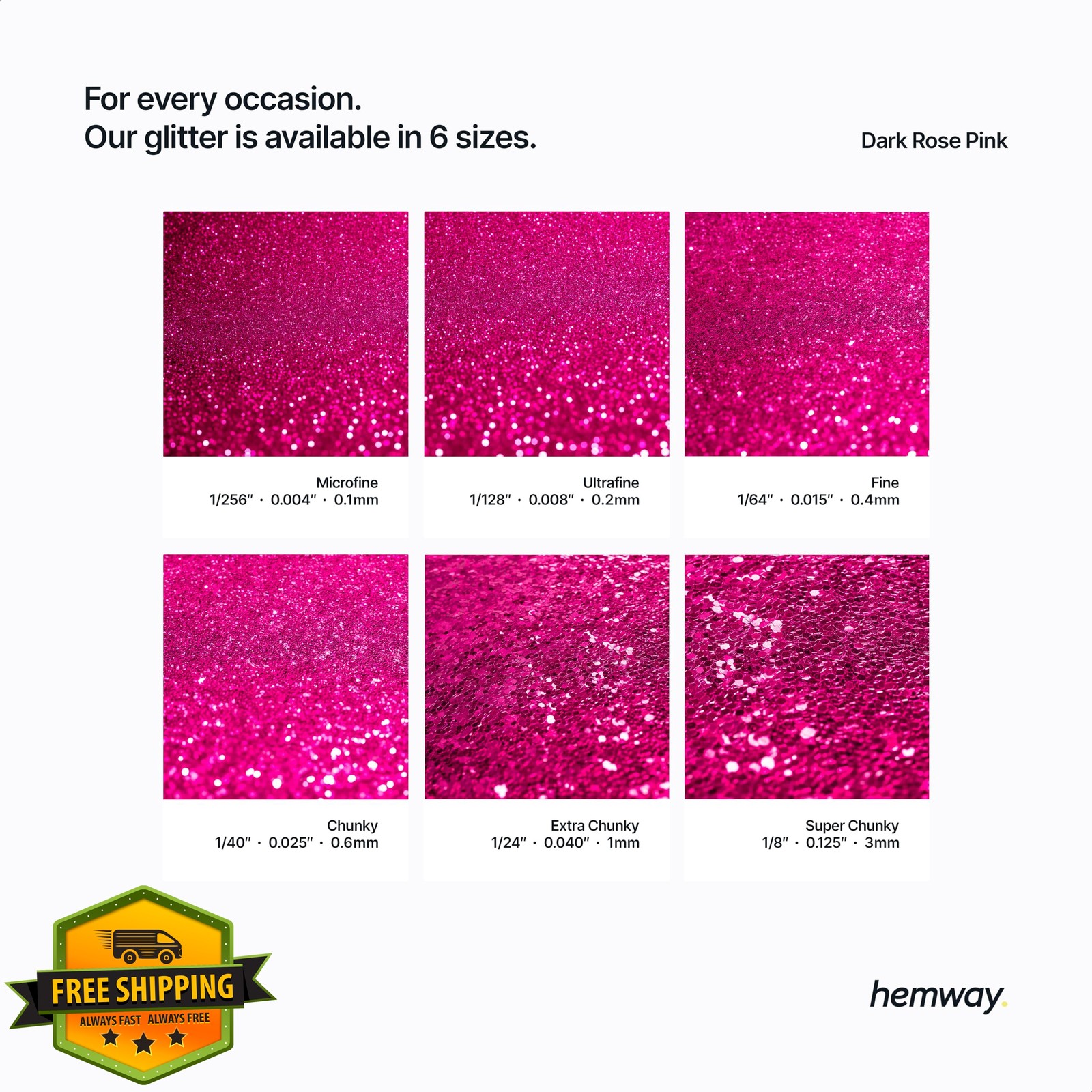 Hemway Glitter Shaker Dark Rose Pink 110g Microfine