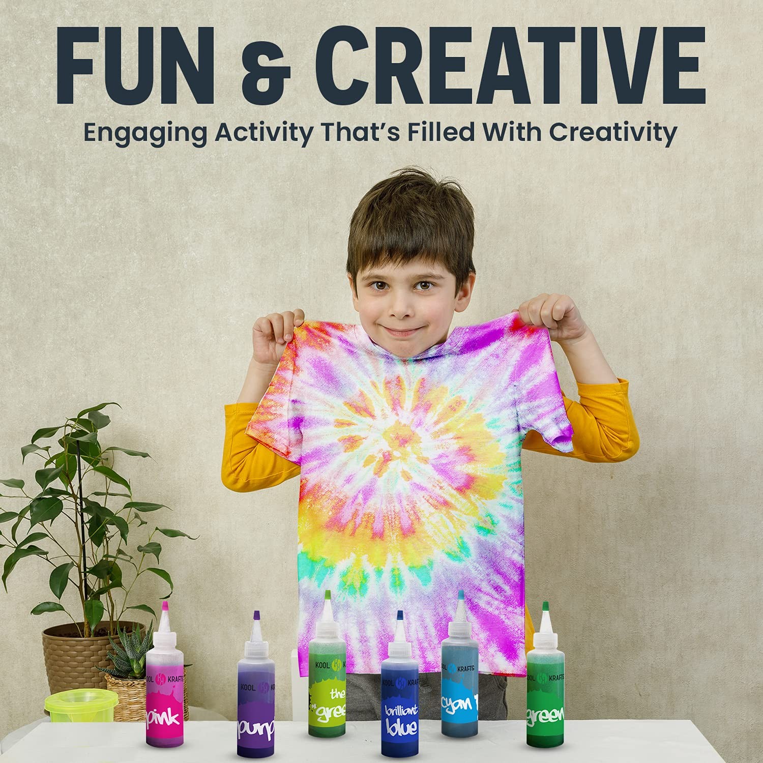 Tie Dye Kit, All-Inclusive with 12 Vibrant Colors, + 4 White T-Shirts – Perfe…