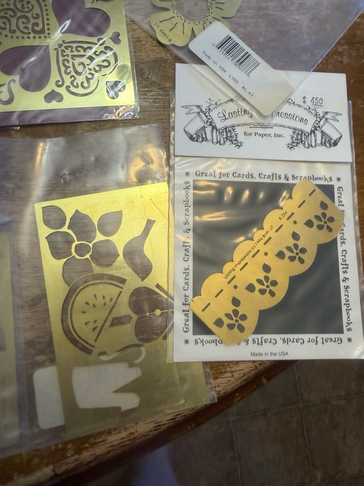New Vintage BRASS EMBOSSING STENCILS LOT OF 22 Packs ~ Darice Plaid Assorted
