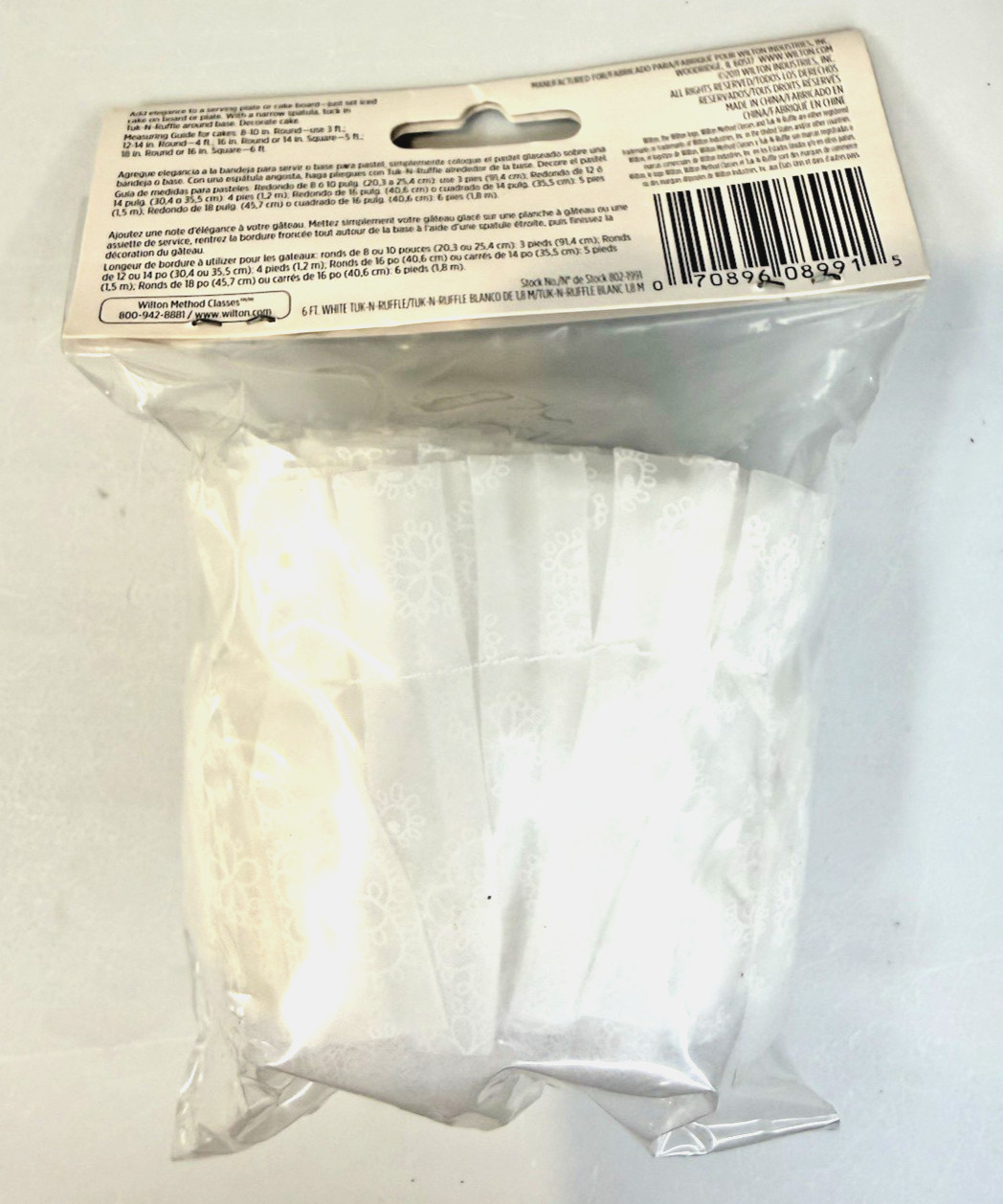 Wilton White 6′ Tuk N Ruffle Lace 3in Wide Cake Trim Decoration Craft Supply
