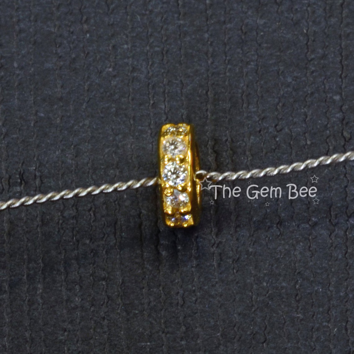 5mm 18k Yellow Gold Diamond Eternity Rondelle Spacer Finding Bead Quantity 1
