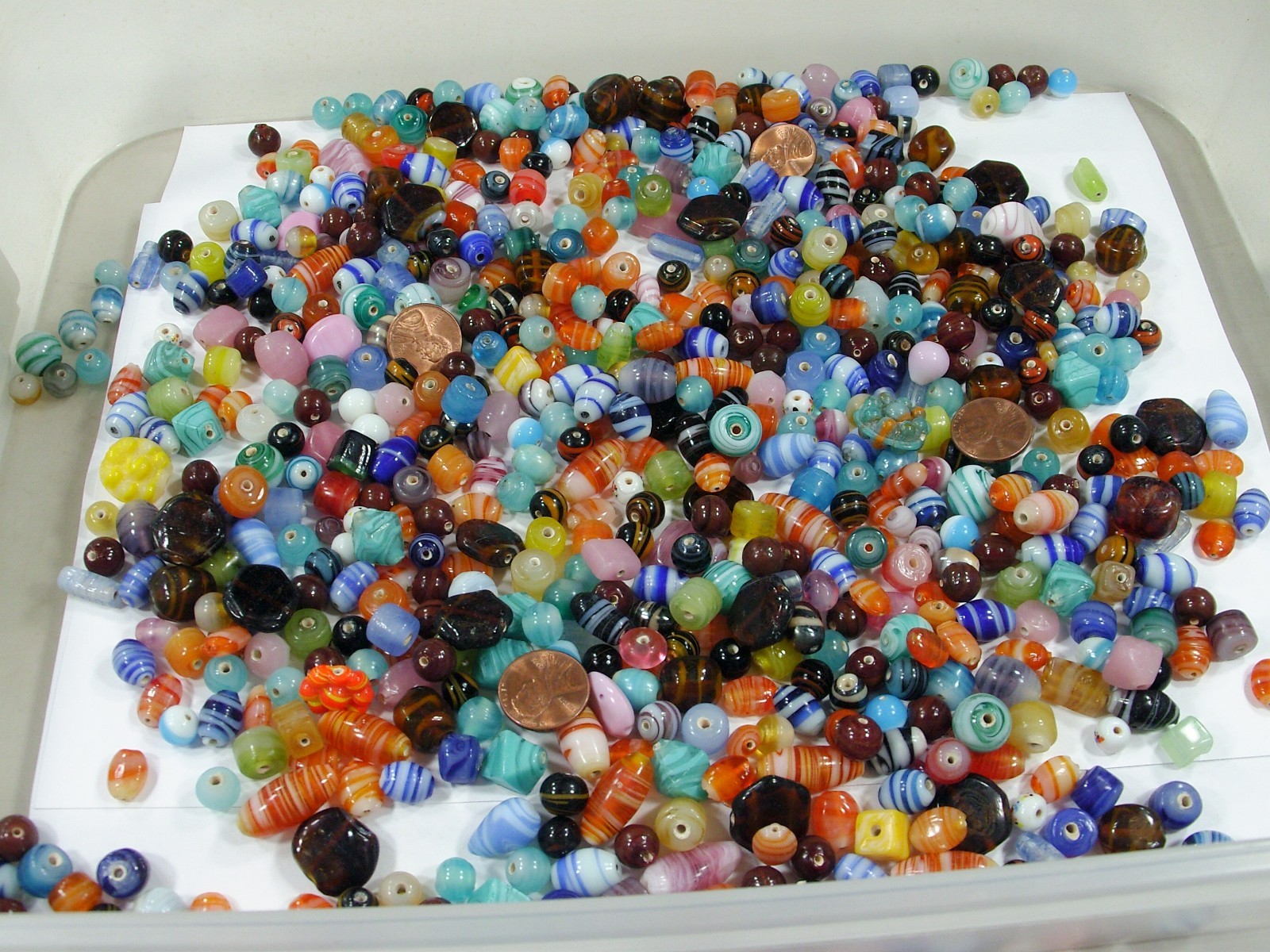 4 Pounds Assorted Shapes and Sizes India Handmade Multicolor Glass Beads (D-8) ⭐