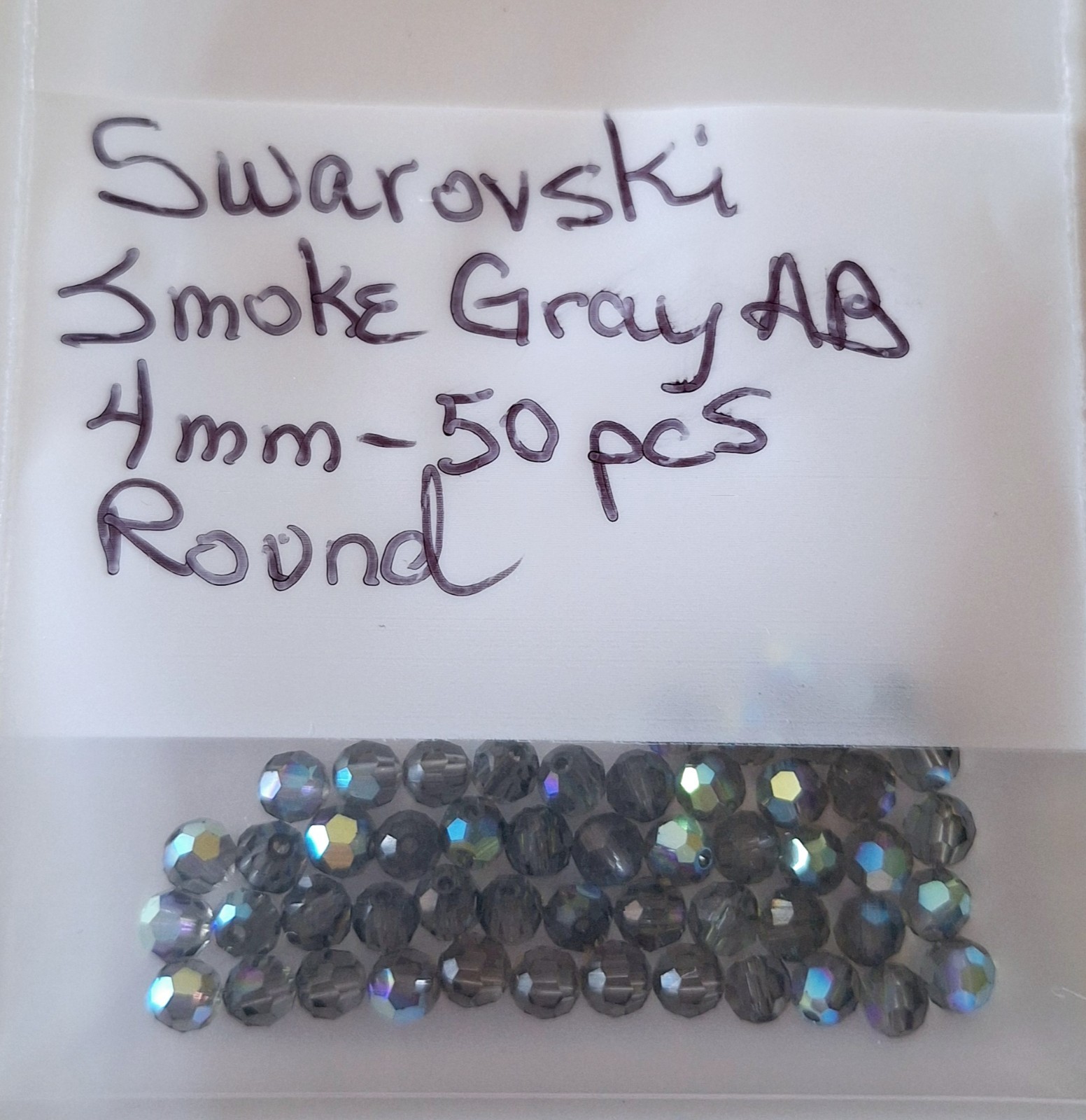 Swarovski Smoke Gray AB Crystals~Lot of 50 Pieces~4mm~MATCHES ALMOST EVERY COLOR