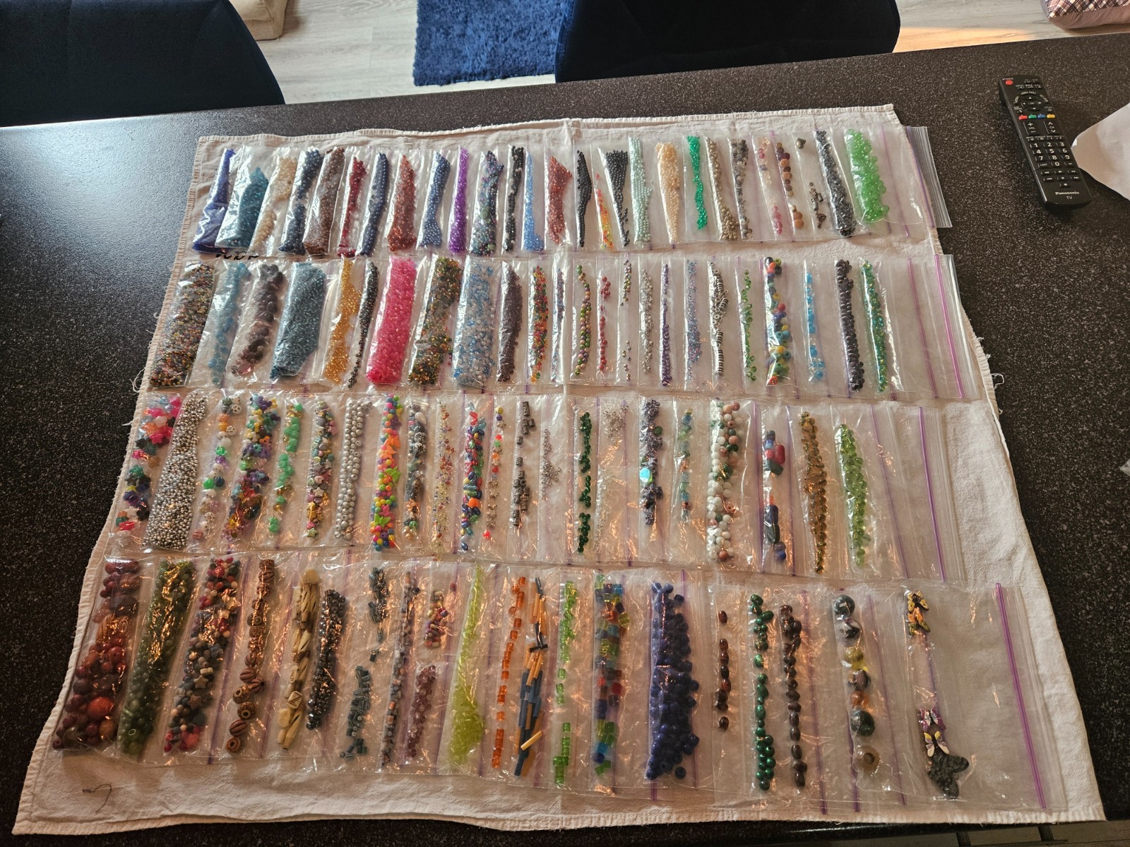 Huge lot of 95+ bags of assorted beads; glass metal wood plastic beads charms