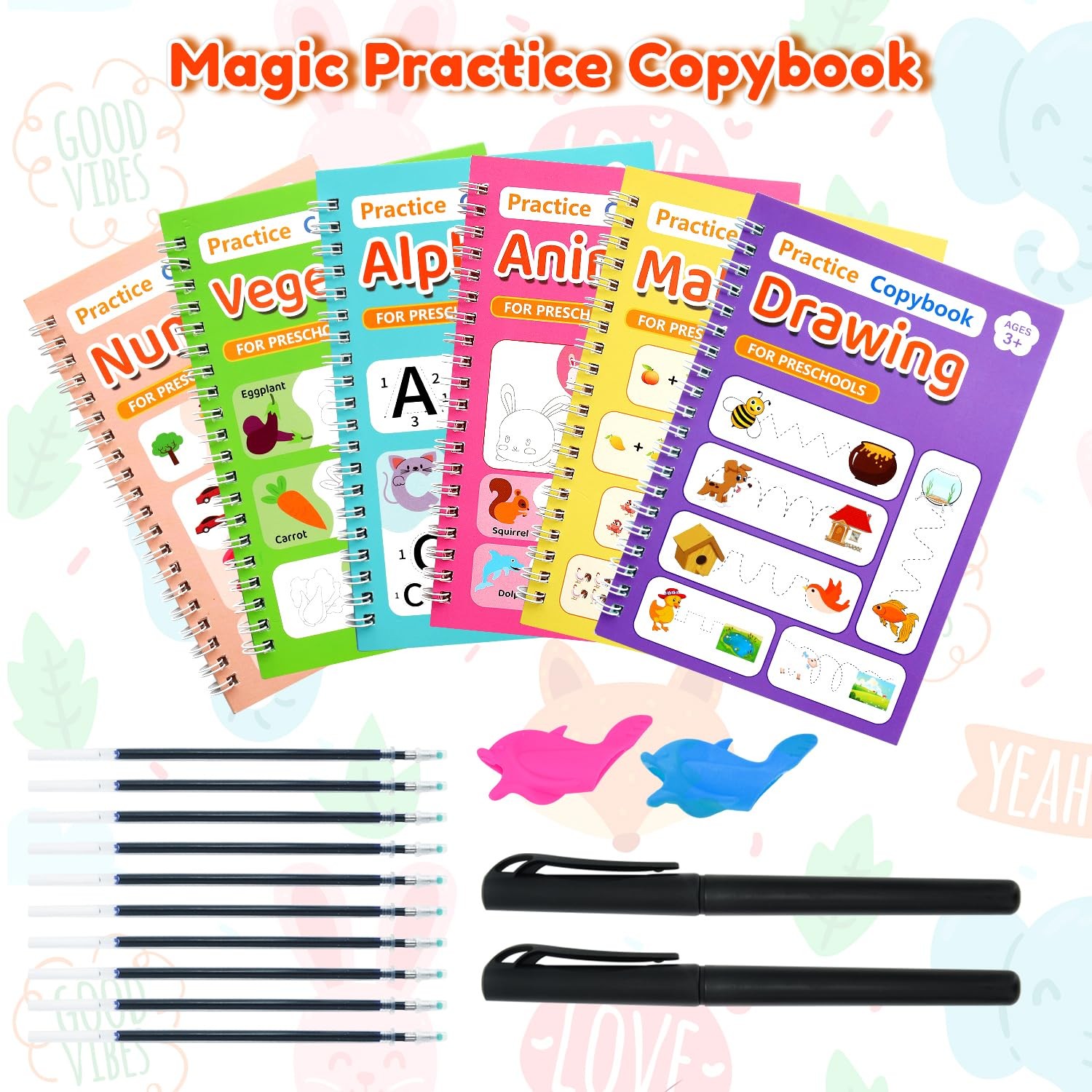 Magic Grooved Writing Practice for Kids,Reusable Grooved Handwriting Workbooks