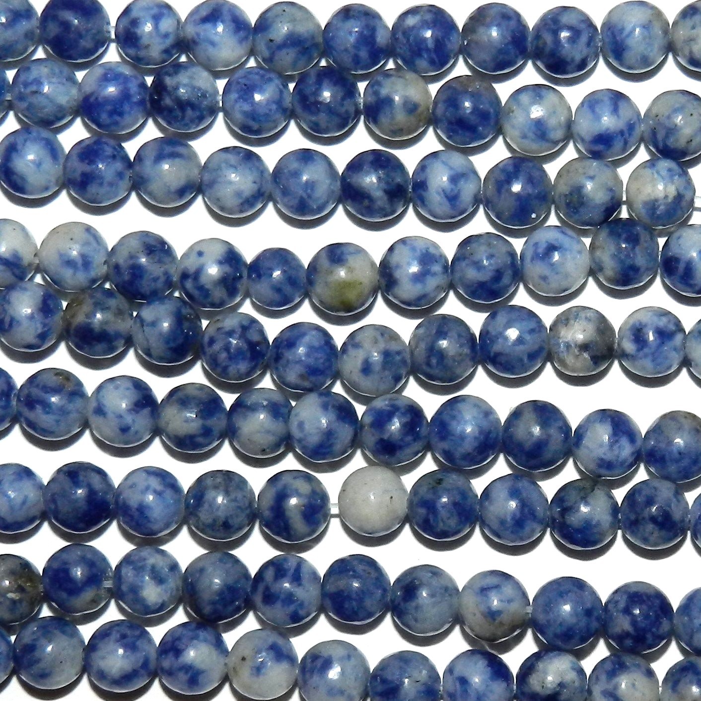 GR258 Blue & White Sodalite 6mm Round Natural Gemstone Beads 15″