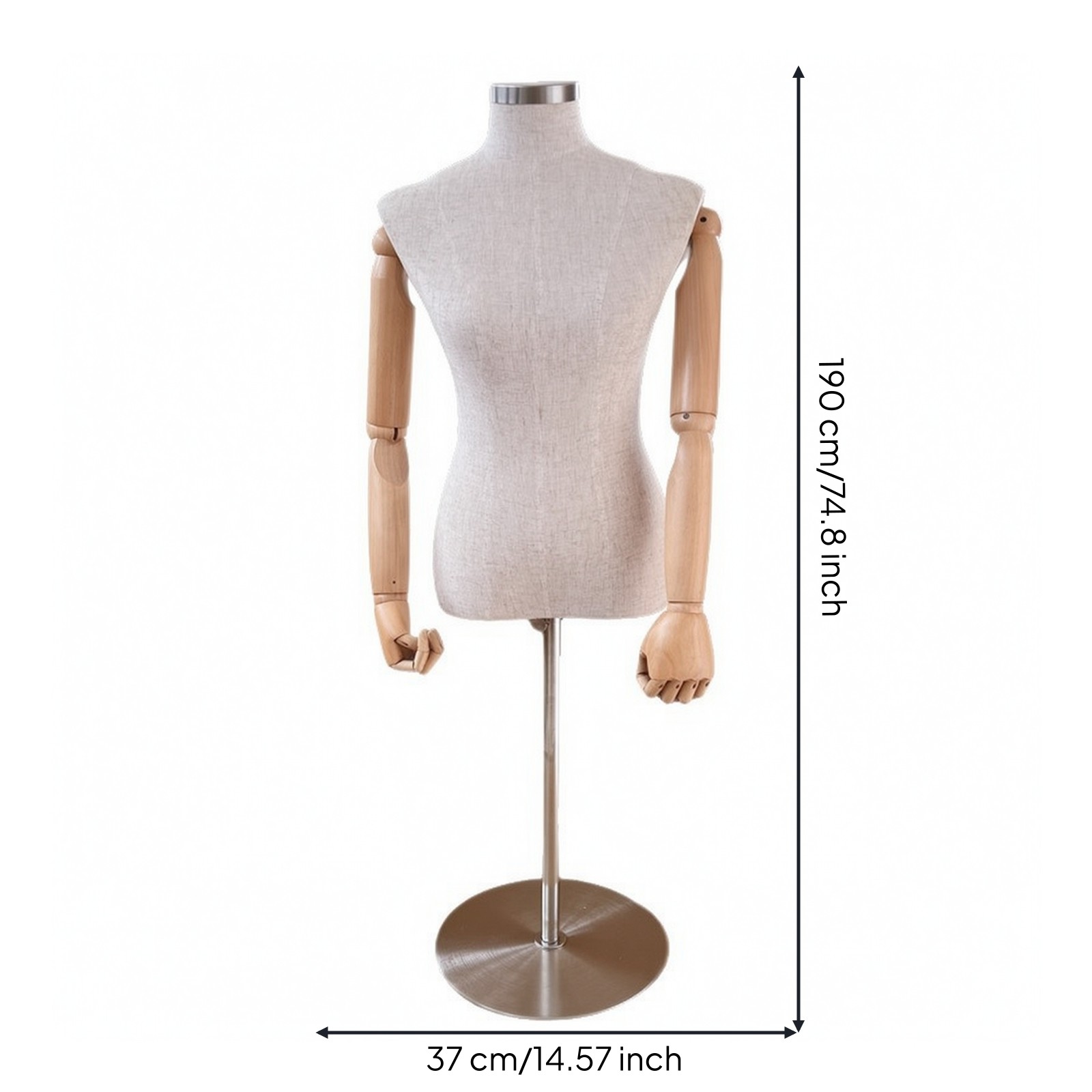 Half-Body Mannequin with Articulated Arms Professional for Retail Shops,