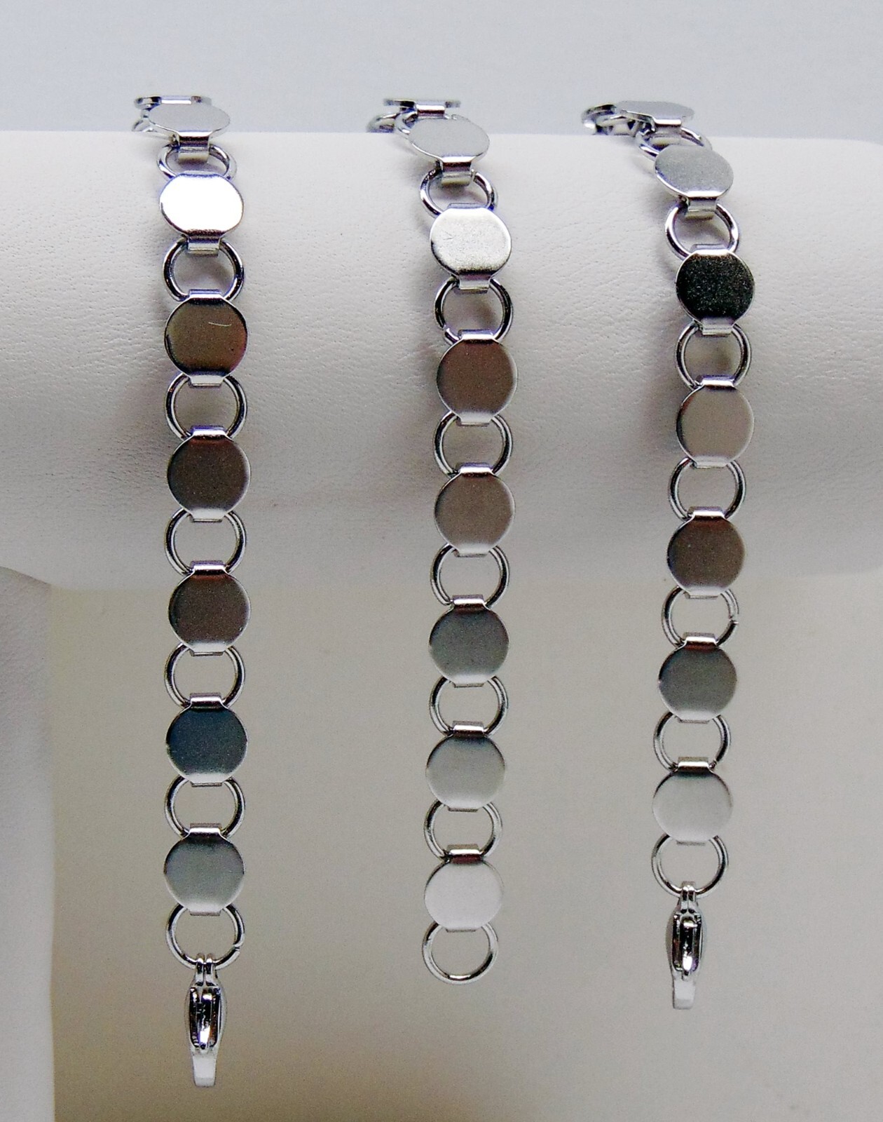BRACELET BLANKS Forms ~ 16 Small 7mm Round PADS ~ Stainless Steel 7-1/4″