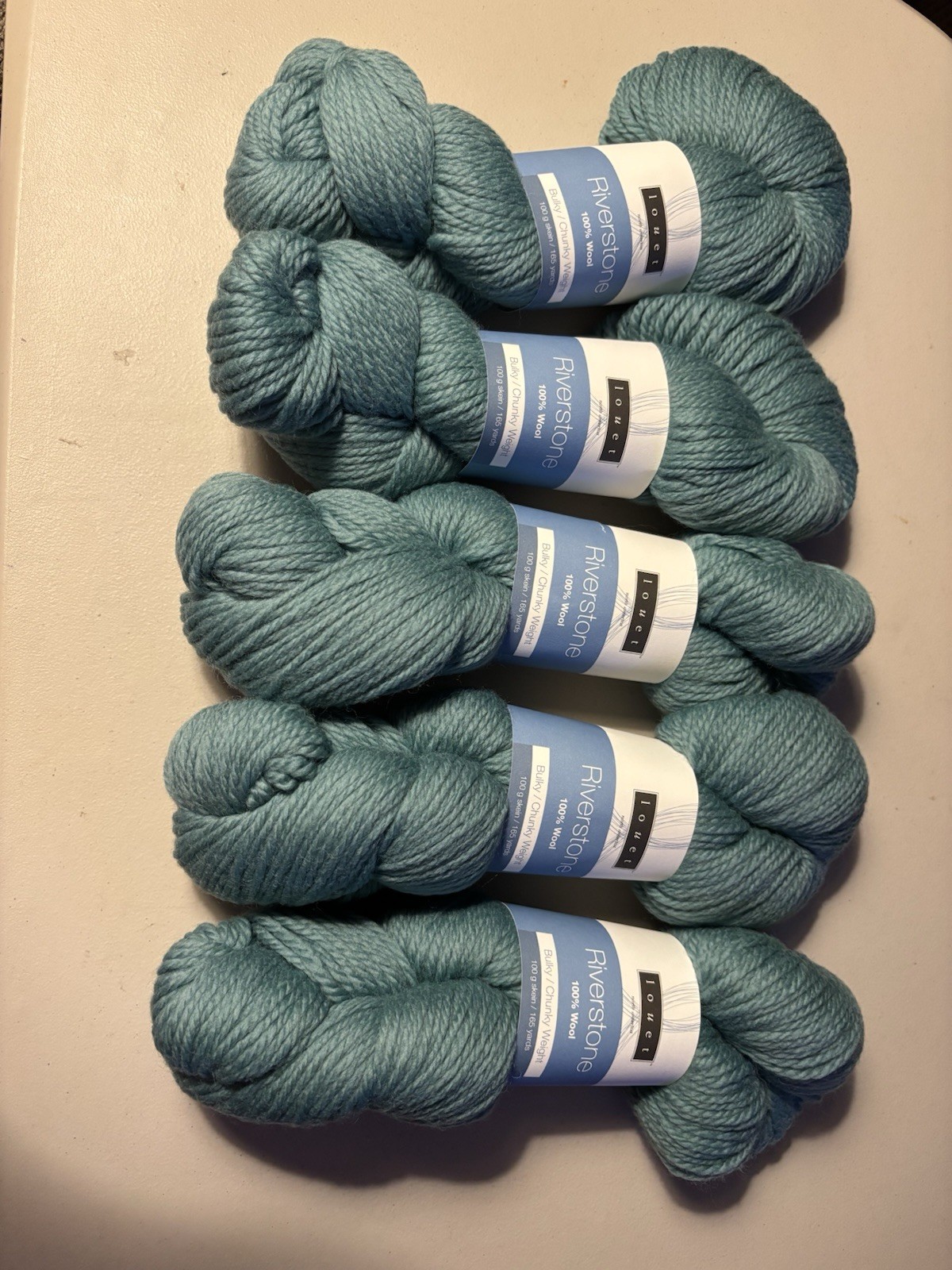 5 Skeins Louet Riverstone 100% Wool Yarn, Aqua, 165 Yards Bulky/Chunky Weight