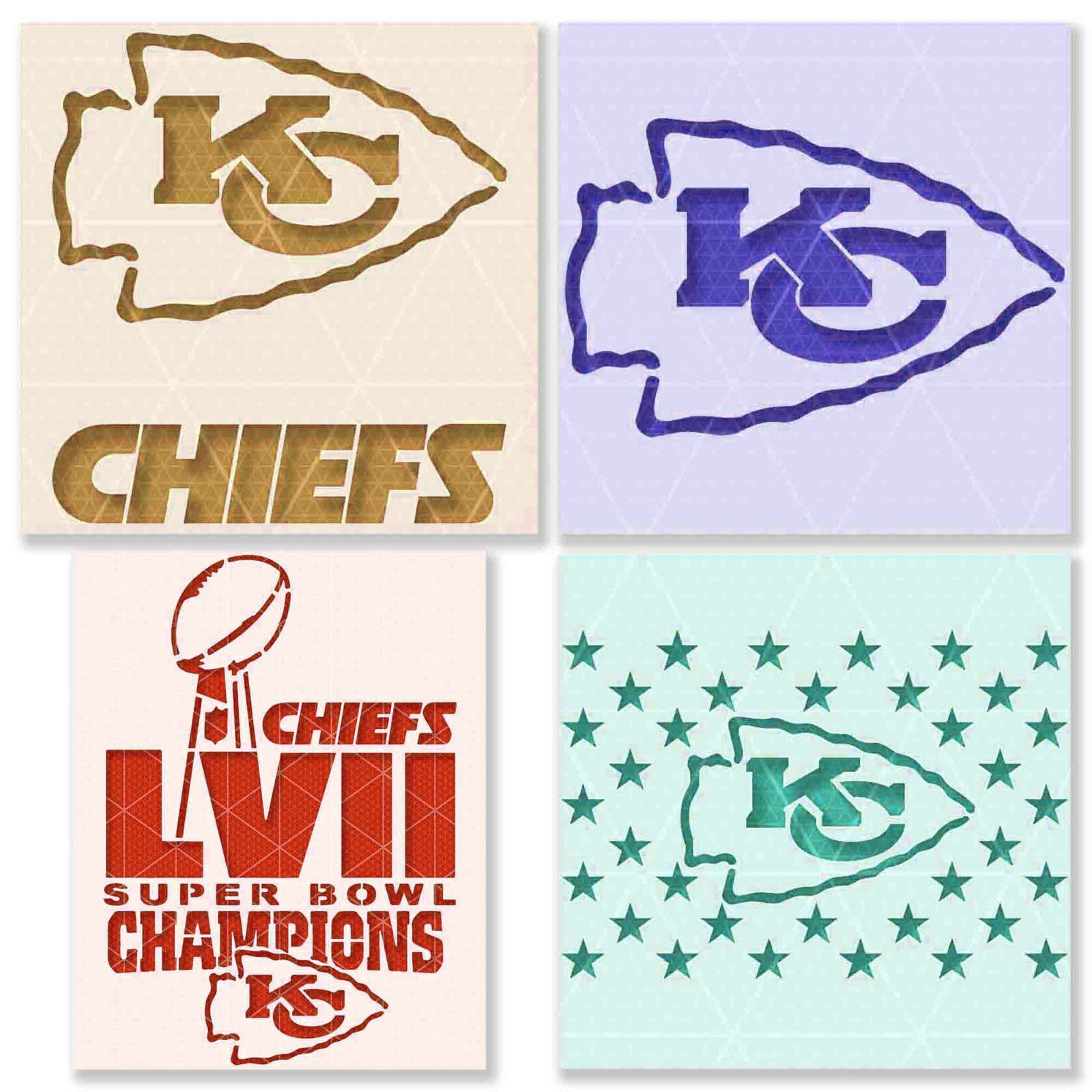 KC Kansas City Chiefs stencil – Variety of Sizes – Reusable and Durable Template