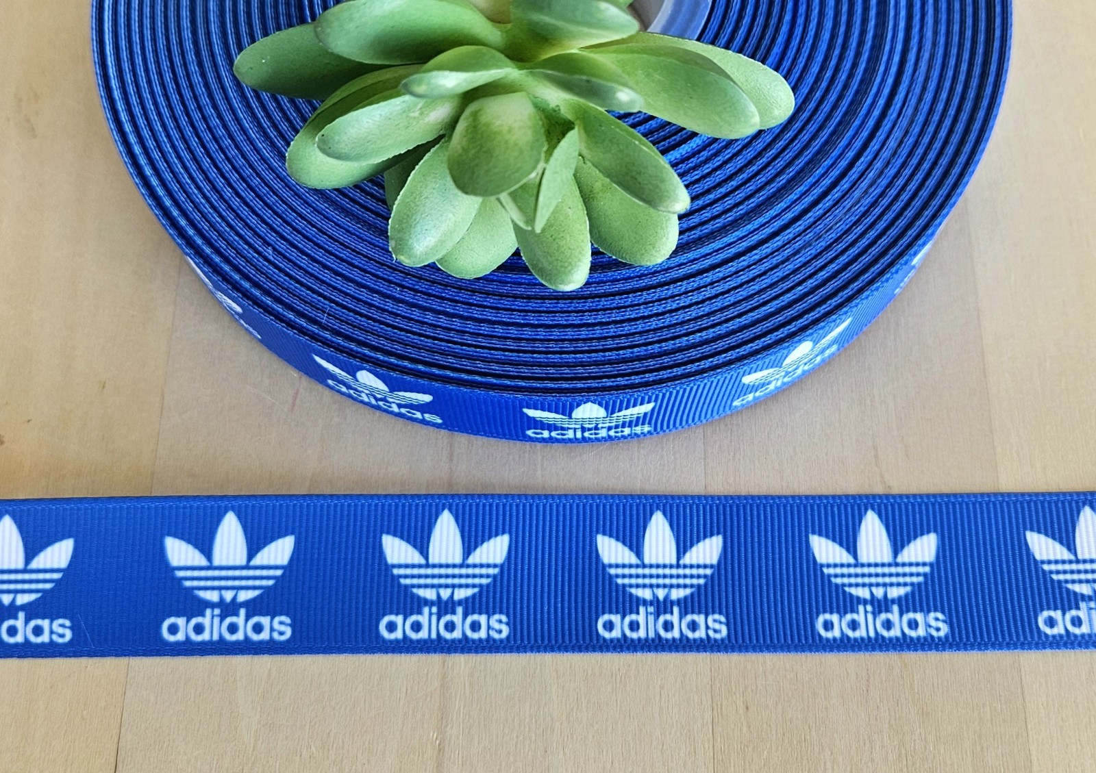 7/8″ (1 YD) Adidas Grosgrain Ribbon Sports Ribbon Tennis Shoe Logo Ribbon
