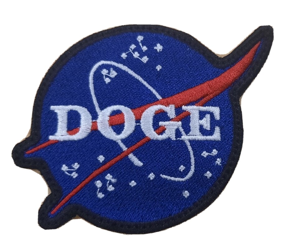 Doge Dogecoin NASA Logo Style Embroidered Patch w/ Hook Backing 2.5 Inch Dia