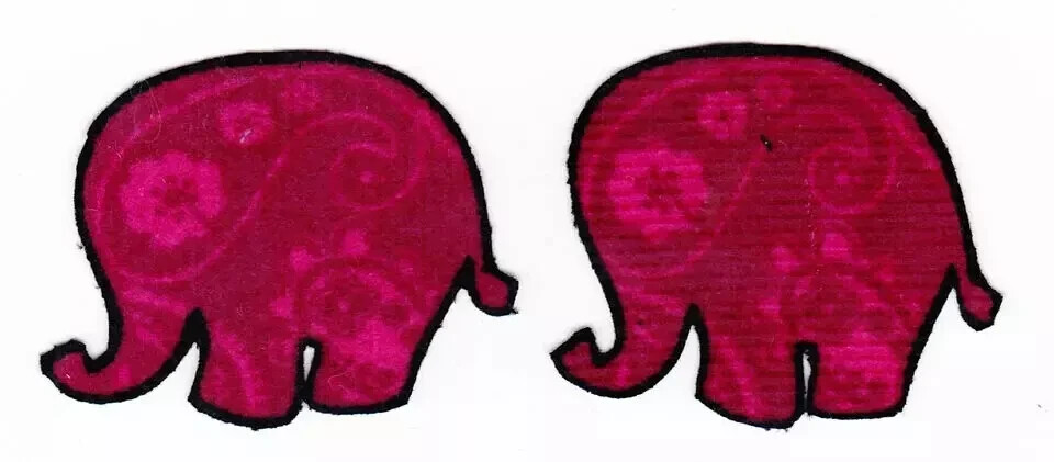 jungle elephant fabric applique iron on red not embroidered 1 inch