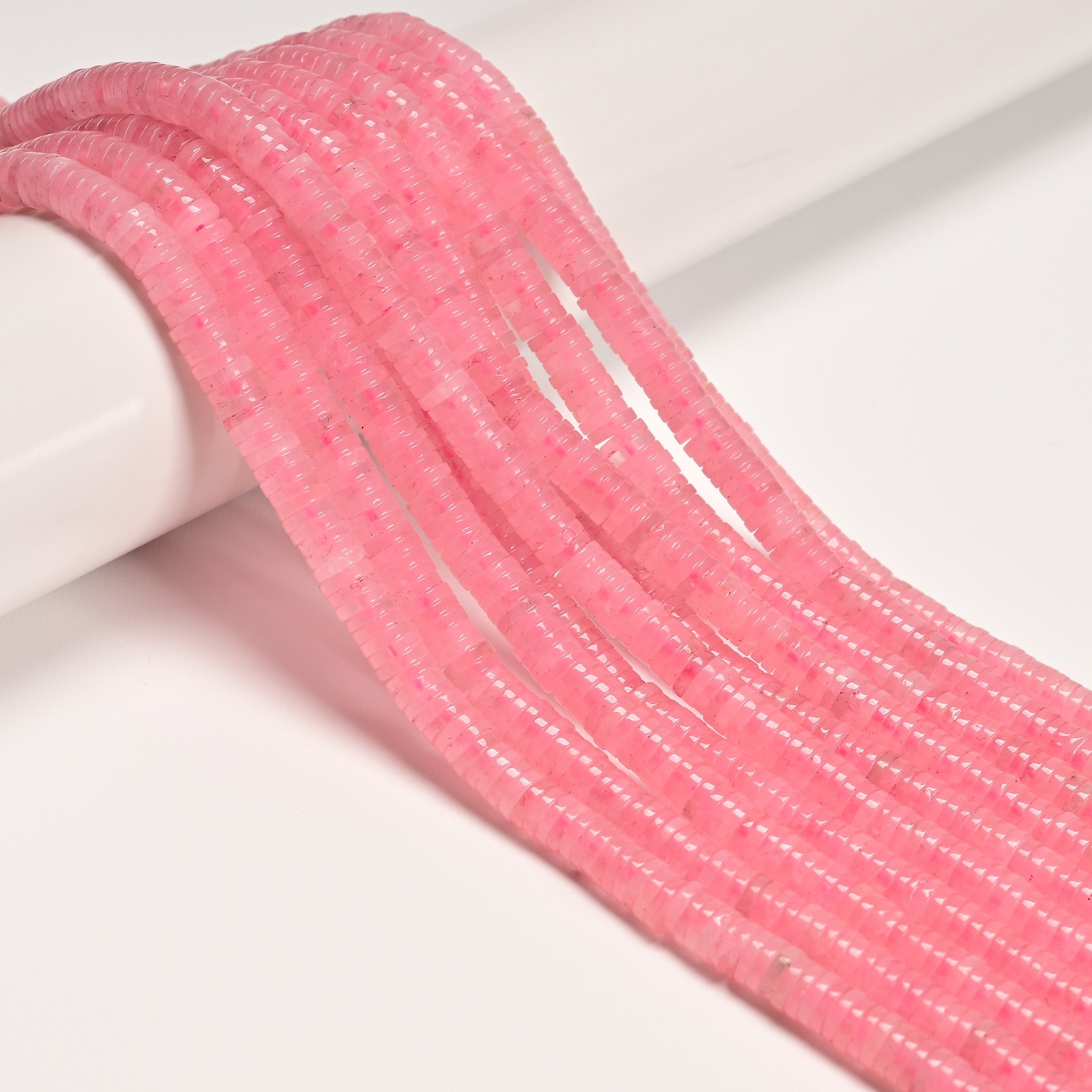 Natural Rose Quartz Heishi Disc Beads Size 1.5x6mm 15″ Strand