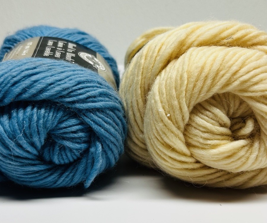 New Lot of 2 Loops & Threads WOOL TO WASH #4 Yarn Blue Moon & White 157 yds/ea