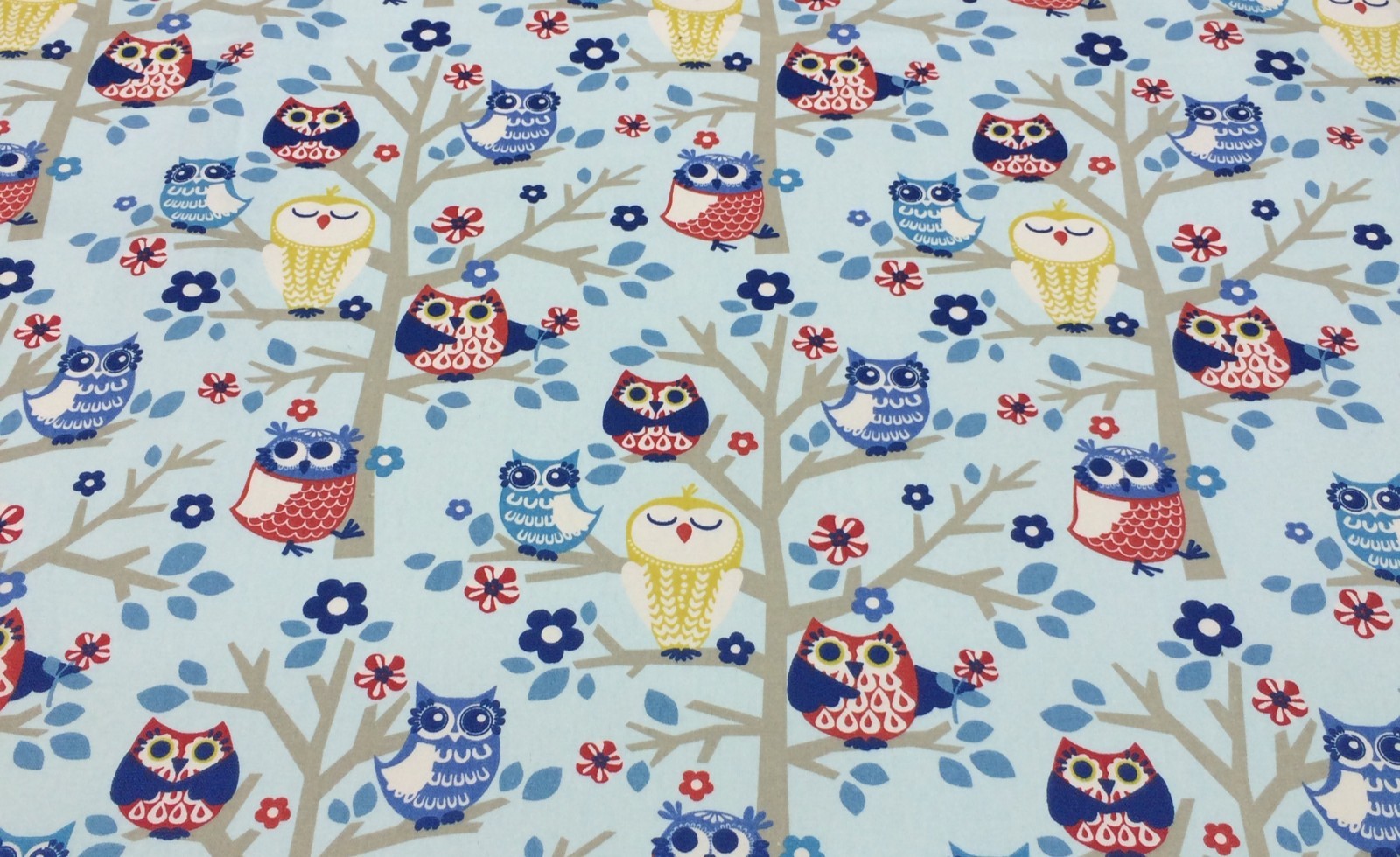 WAVERlY SIT N A TREE BLUEBONNET BLUE OWL BIRD TREE FABRIC BY THE YARD 54″W