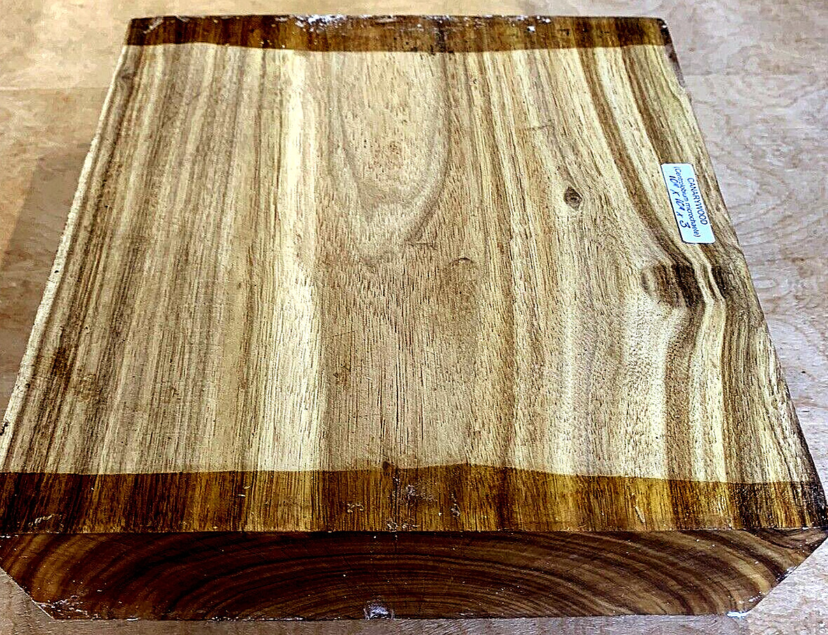 ONE EXOTIC KILN DRIED CANARYWOOD BOWL BLANK TURNING WOOD LUMBER 10″ X 10″ X 3″