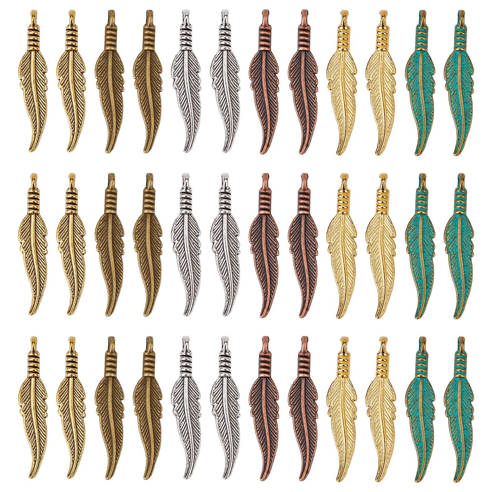 SUNNYCLUE 1 Box 120Pcs Feather Charms Bulk Bohemian Style Small Feather Charm…