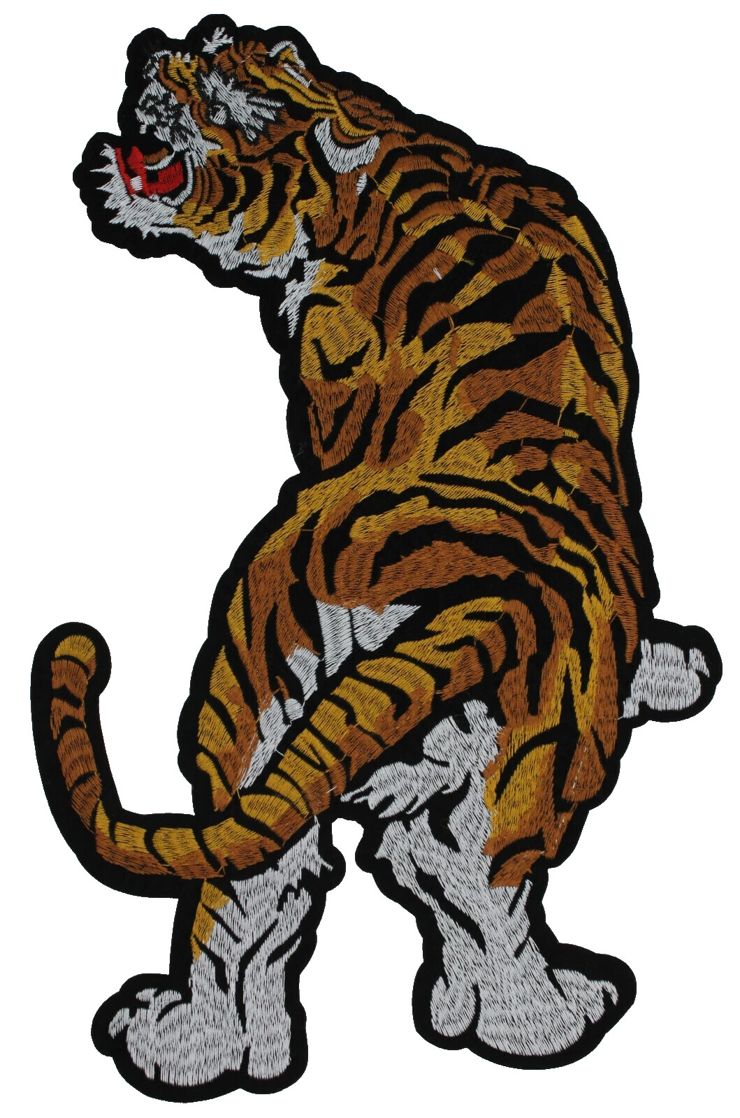 Hunting Tiger Patch12x7″ Large Embroidered Iron-On Sew-On for Biker Jacket Vest