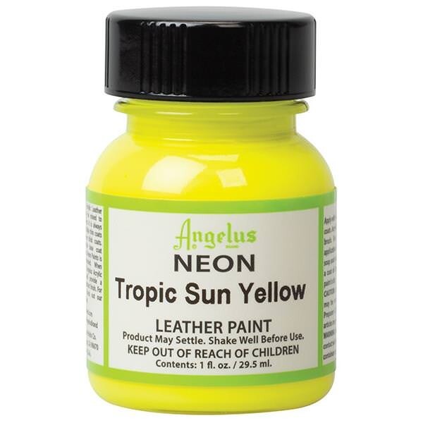Angelus NEON Acrylic Leather Paint – 12 colors in 1 oz bottles w/Appl.