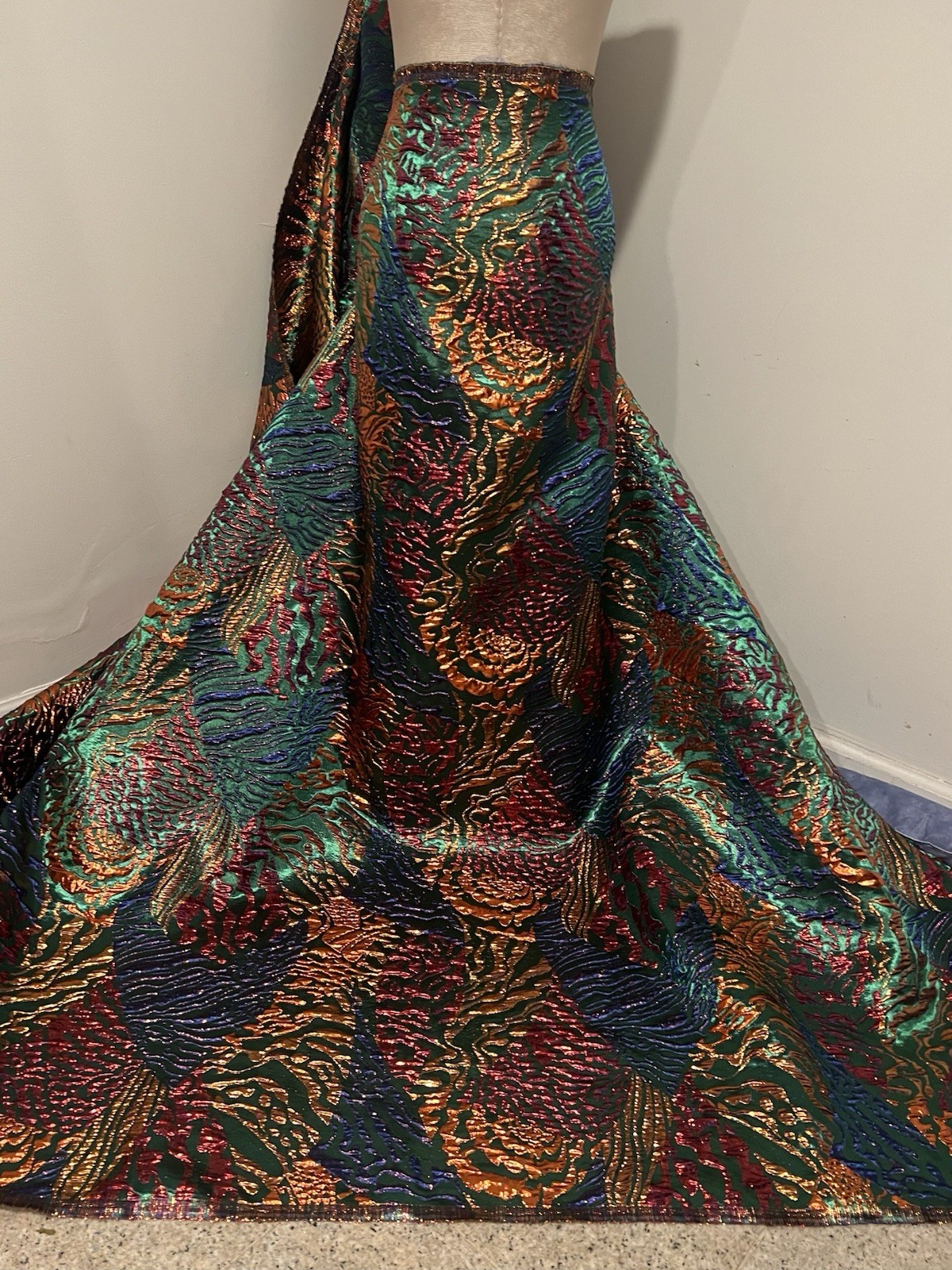 Multicolor Jacquard Metallic Brocade Fabric 58” Width Sold By The Yard