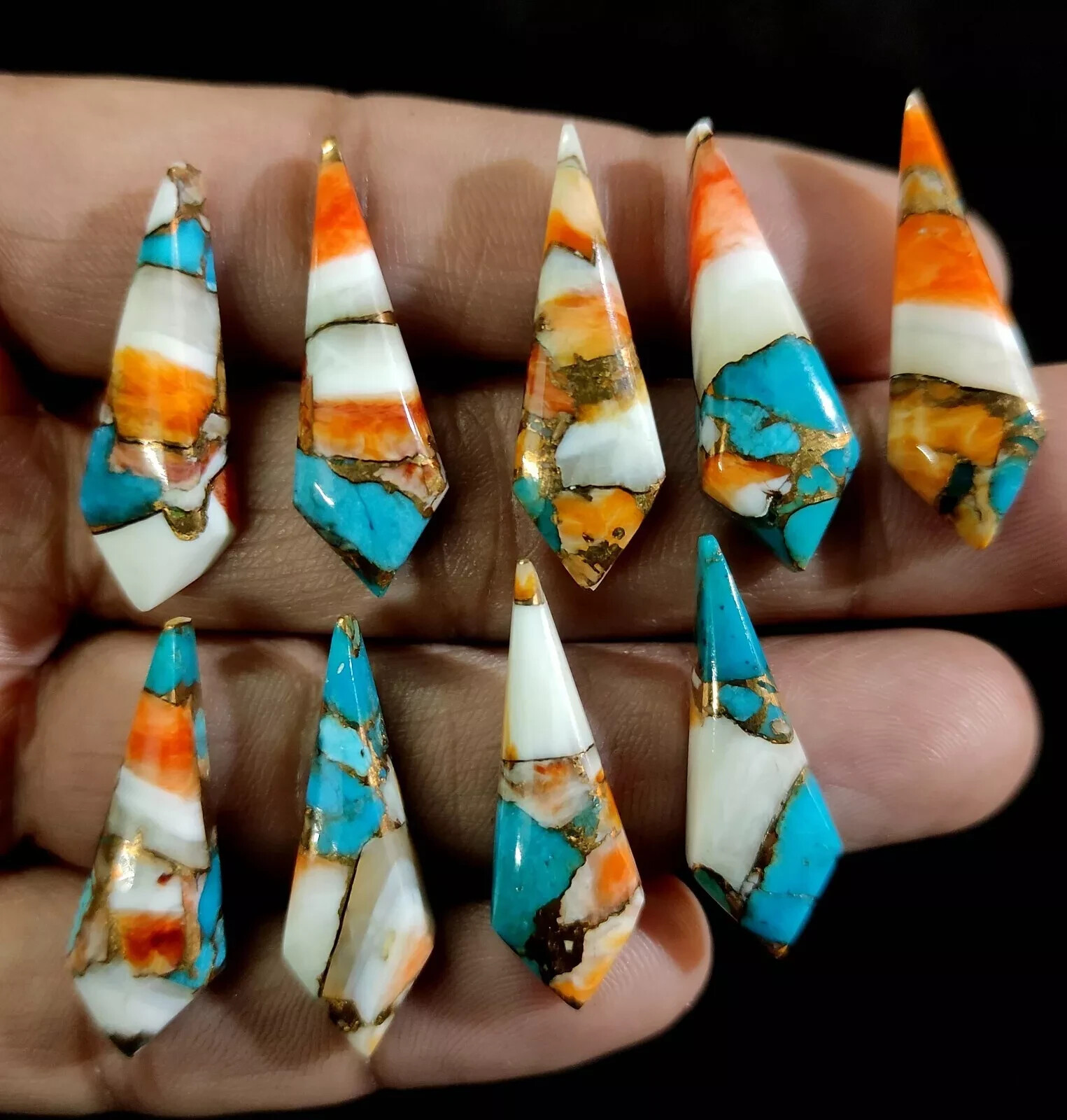 Wholesale Oyster Copper Turquoise Cabochon Kite shape Loose Gemstone Lot.
