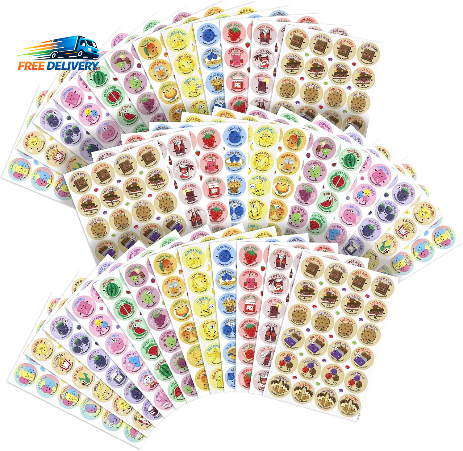 Scratch and Sniff Stickers – 864 Pieces, 12 Different Scents, 36 Sheets – Reward
