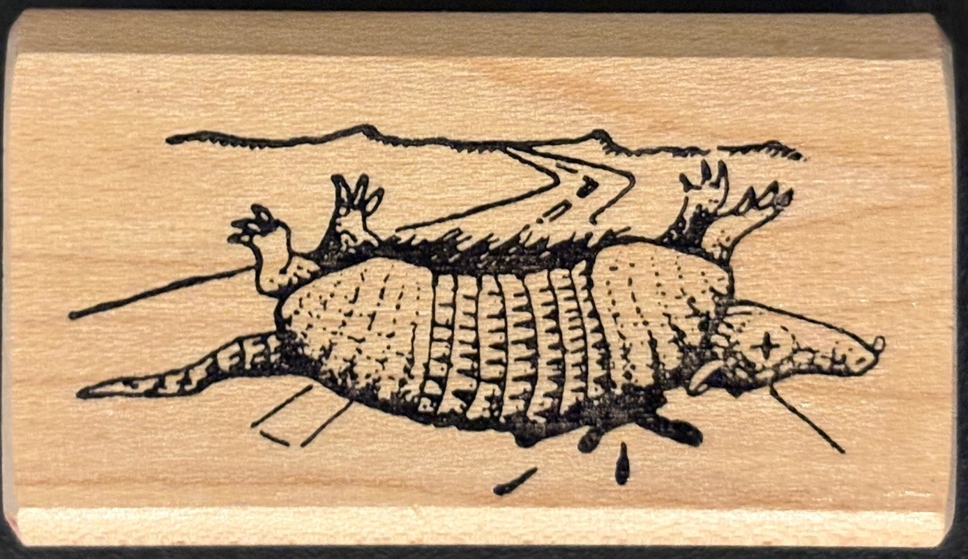 Yes! Pigs Can Fly Roadkill Armadillo Rubber Stamp