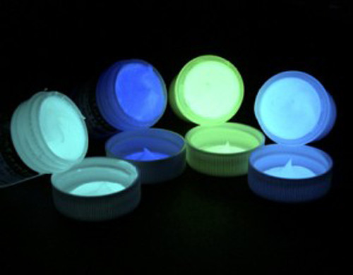 GREEN, BLUE, AQUA, LILAC, Glow in the dark paint 4 x 1/2 oz pots