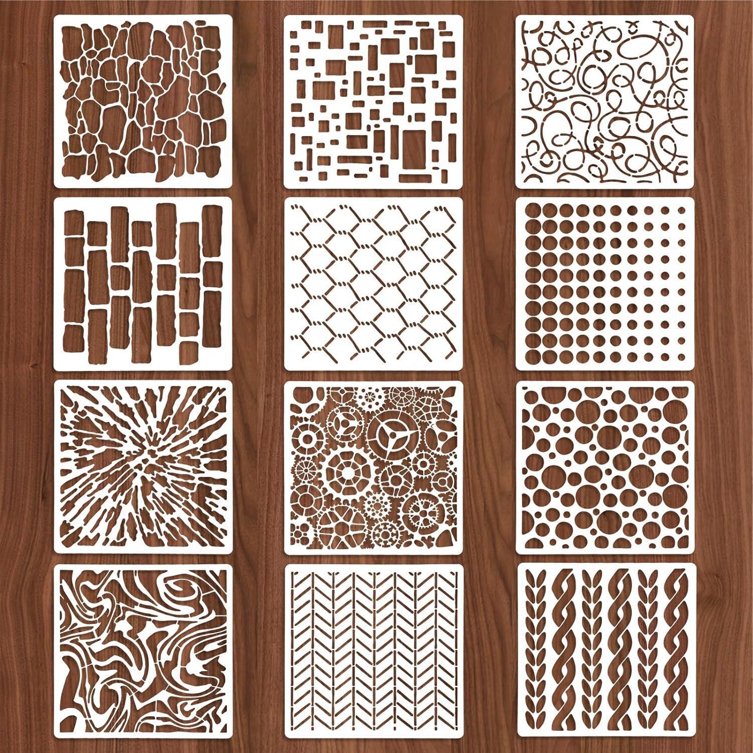 8 Pcs Stencils for Crafts Reusable, Texture Stencils for Painting, Layering 5.9.