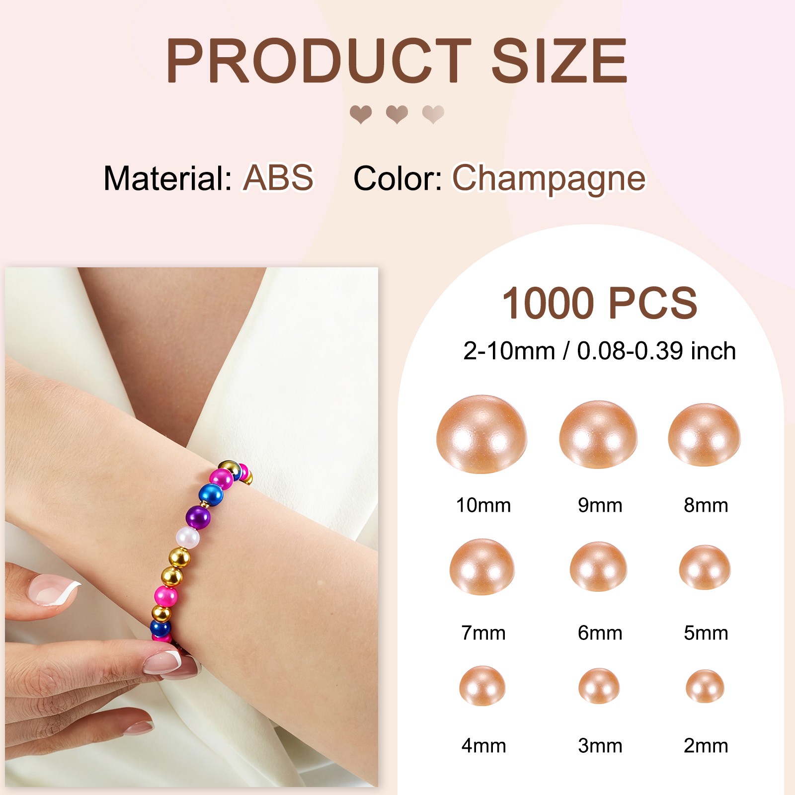 1000Pcs 2-10mm mixed beads, per