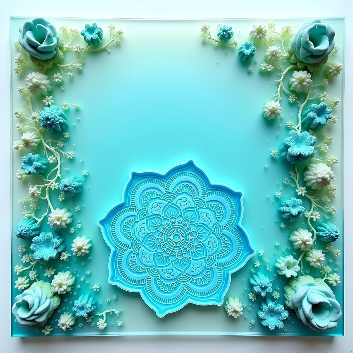 2Pcs Blue Epoxy Resin Silicone Molds – Epoxy Resin Mold Flower Tray Cup Mat Cast