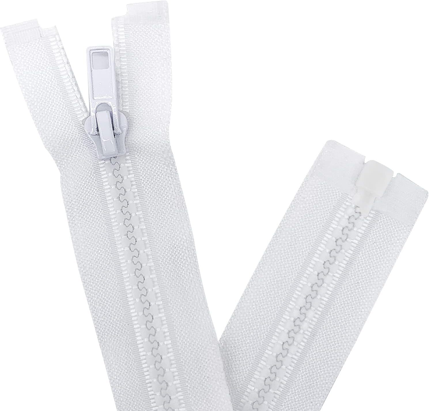 2PCS #5 40 Inch Separating Jacket Zippers for Sewing Coats Jacket Zipper Whit…
