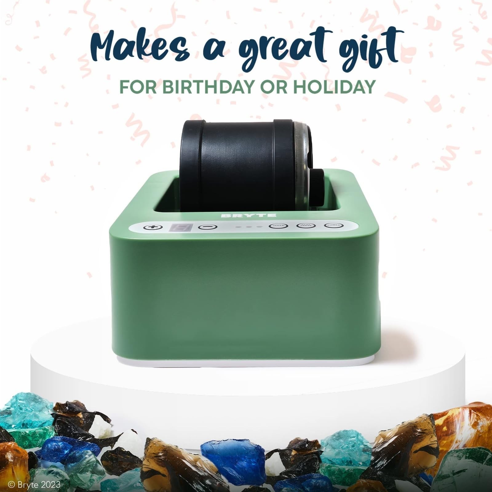 BRYTE Rock Tumbler & Tumbling Machine – Medium Mint Green, Medium, Green