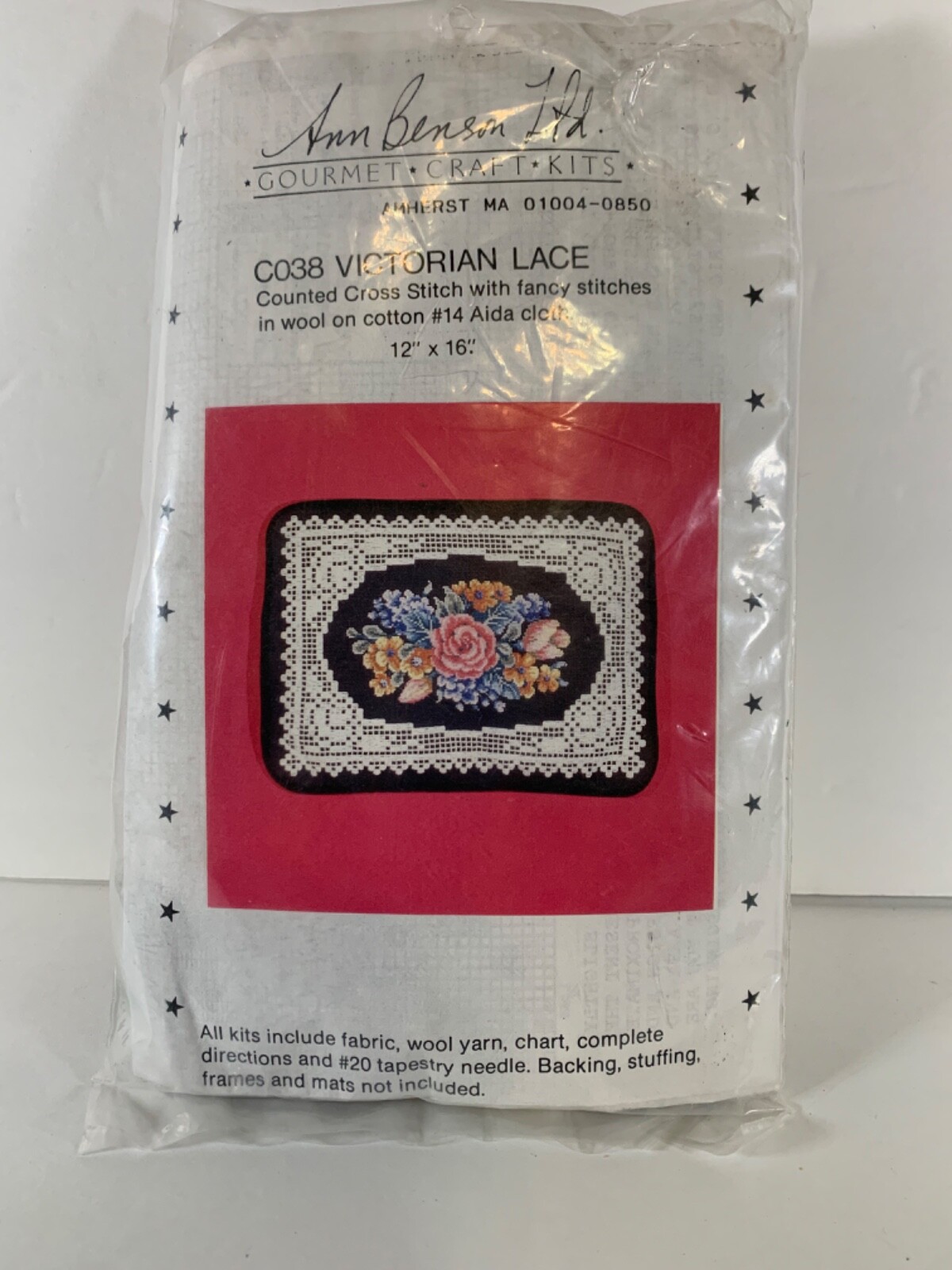 Ann Benson LTD Cross Stitch Victorian Lace Gourmet Craft Kit C038 12″x16″ Floral
