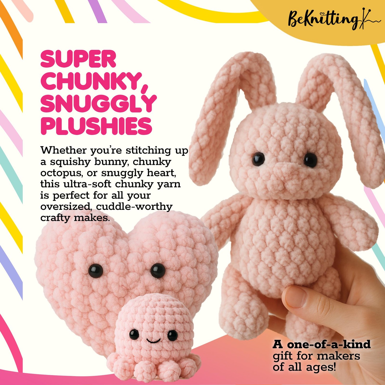 3 Pack Pink Chunky Yarn, 7 Jumbo, 226g 8oz, 27yd, Velvet Chenille, Finger