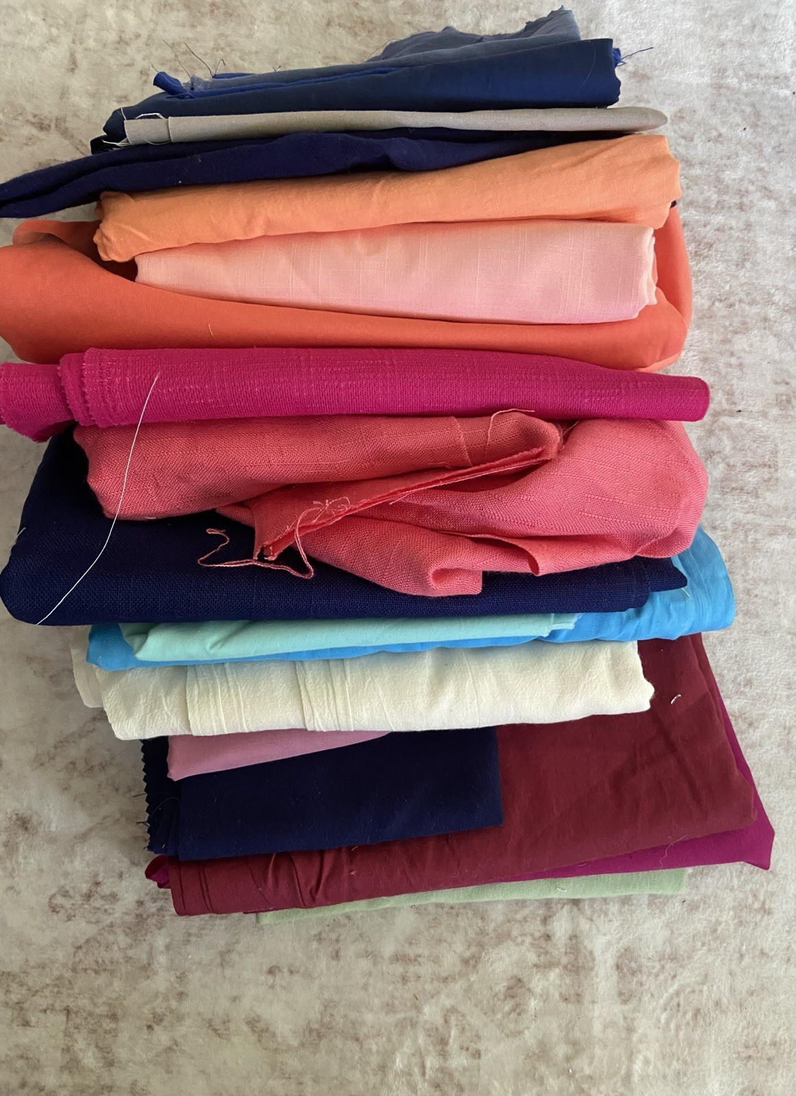 Lot Of Assorted Solid Color Fabrics- Over 6 Pounds