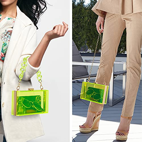 Women Clear Purse Acrylic Clear Clutch Bag Transparent Fluorescent Yellow