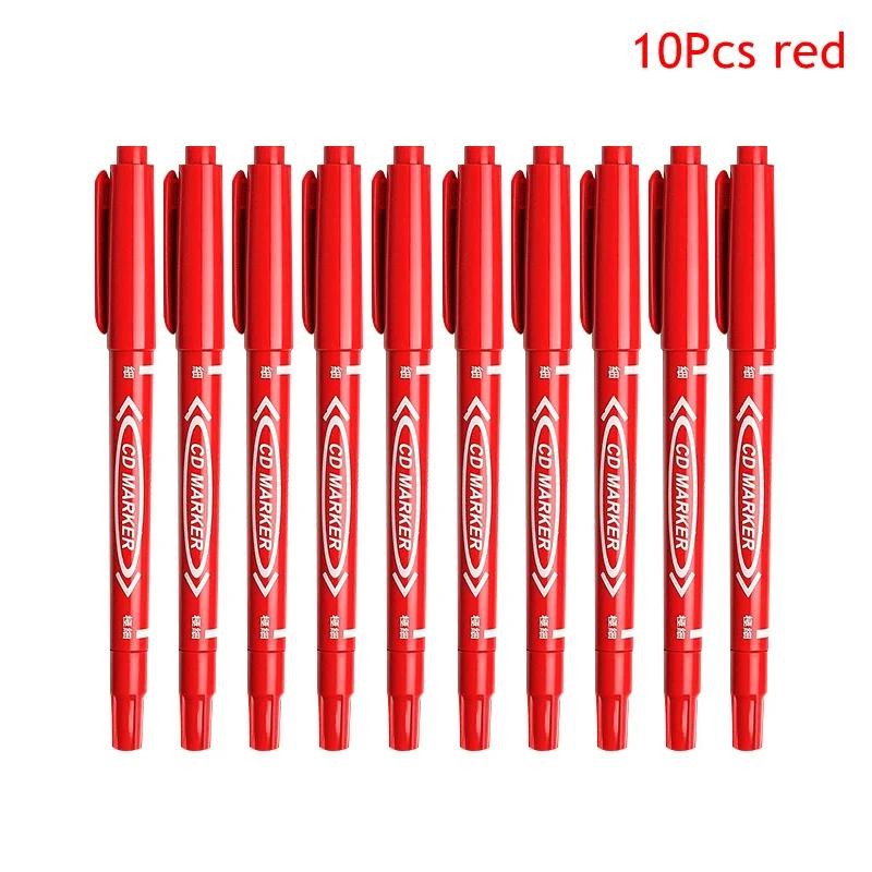 10x Dual Tip Permanent Marker Pens Blue/Black for Metal Glass Wood Plastic