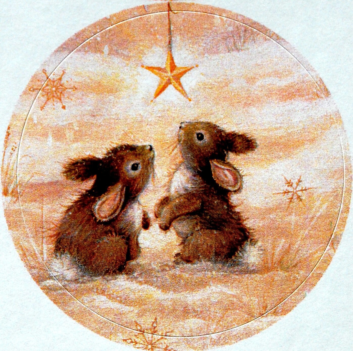 5 1/4″ x 7 1/2″ Sheet of 12 BABY ANGEL TRIO Christmas Card Seals #57 USA MADE