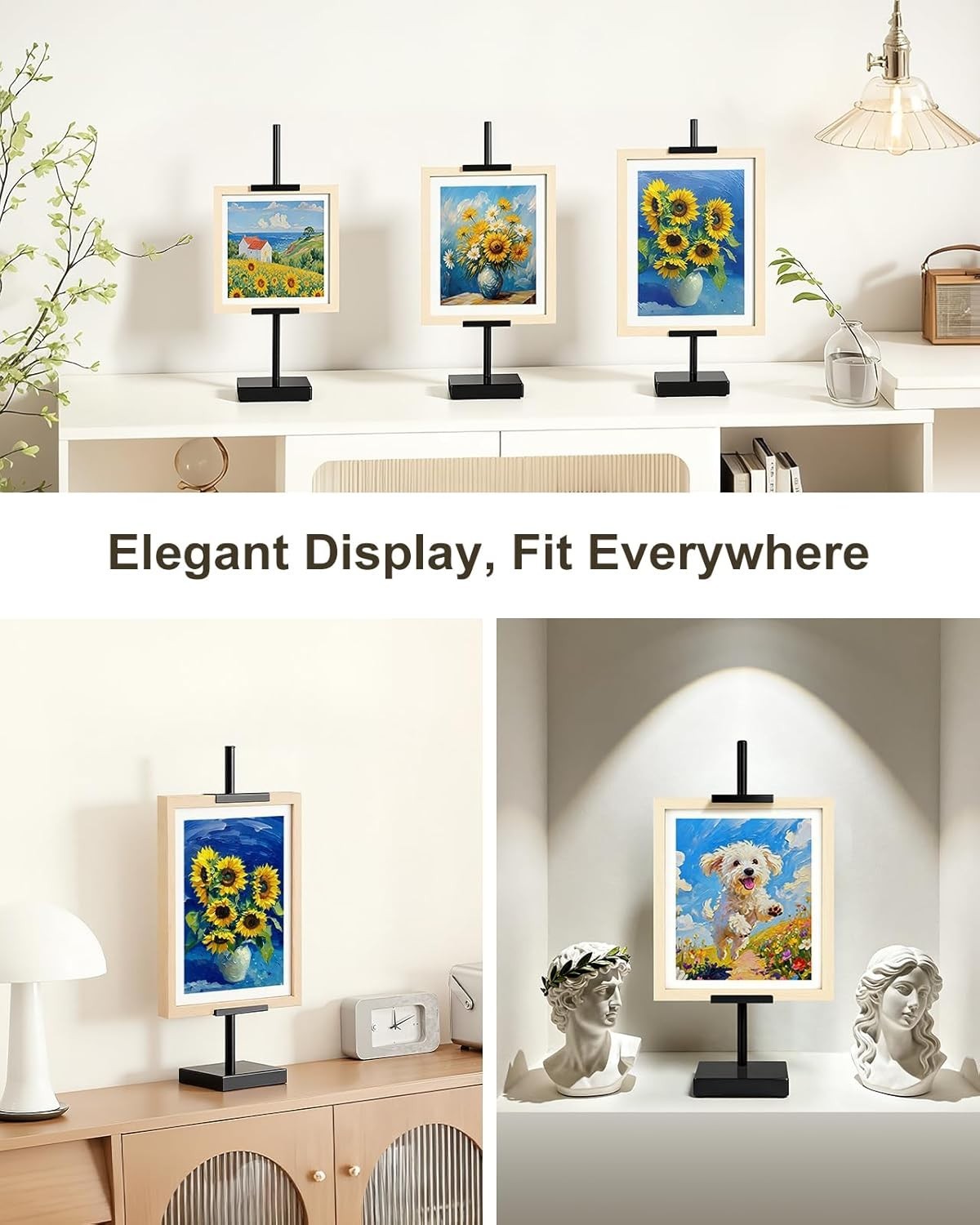 Adjustable Tabletop Easel Stand Picture Frame Holder Up to 17 Inches Black Iron