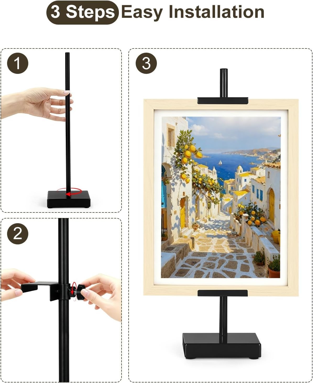 Adjustable Tabletop Easel Stand Picture Frame Holder Up to 17 Inches Black Iron