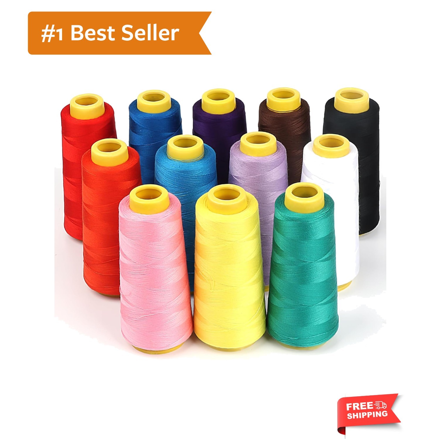 High Strength 12 x 1,700 Yards All-Purpose Polyester Thread Set for Sewing