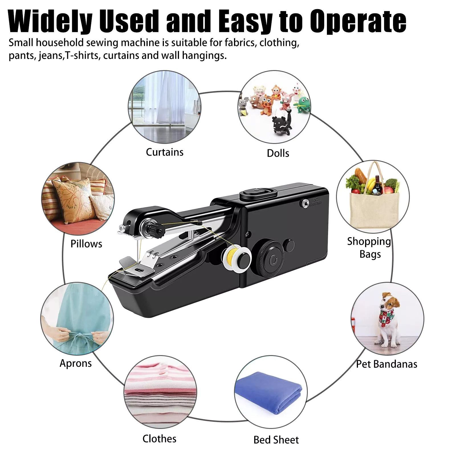 Handheld Mini Sewing Machine Stitch Electric Compact Tool Set w/ Sewing Kit
