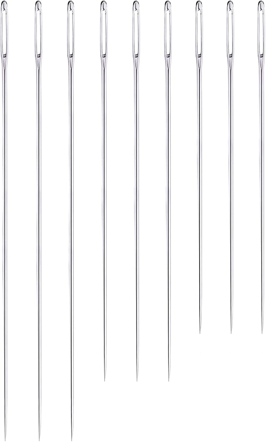 9Pcs Extra Long Big Eye Hand Sewing Needles for Leather Canvas Doll Craft DIY