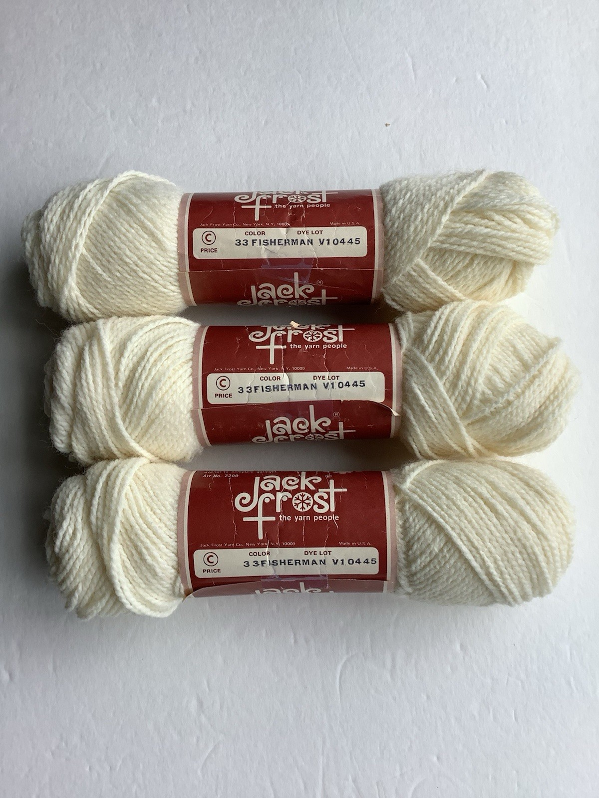 Jack Frost Wintuk Sport Yarn 2 Fine Fisherman 100% Acrylic 3 Skein Lot 2200