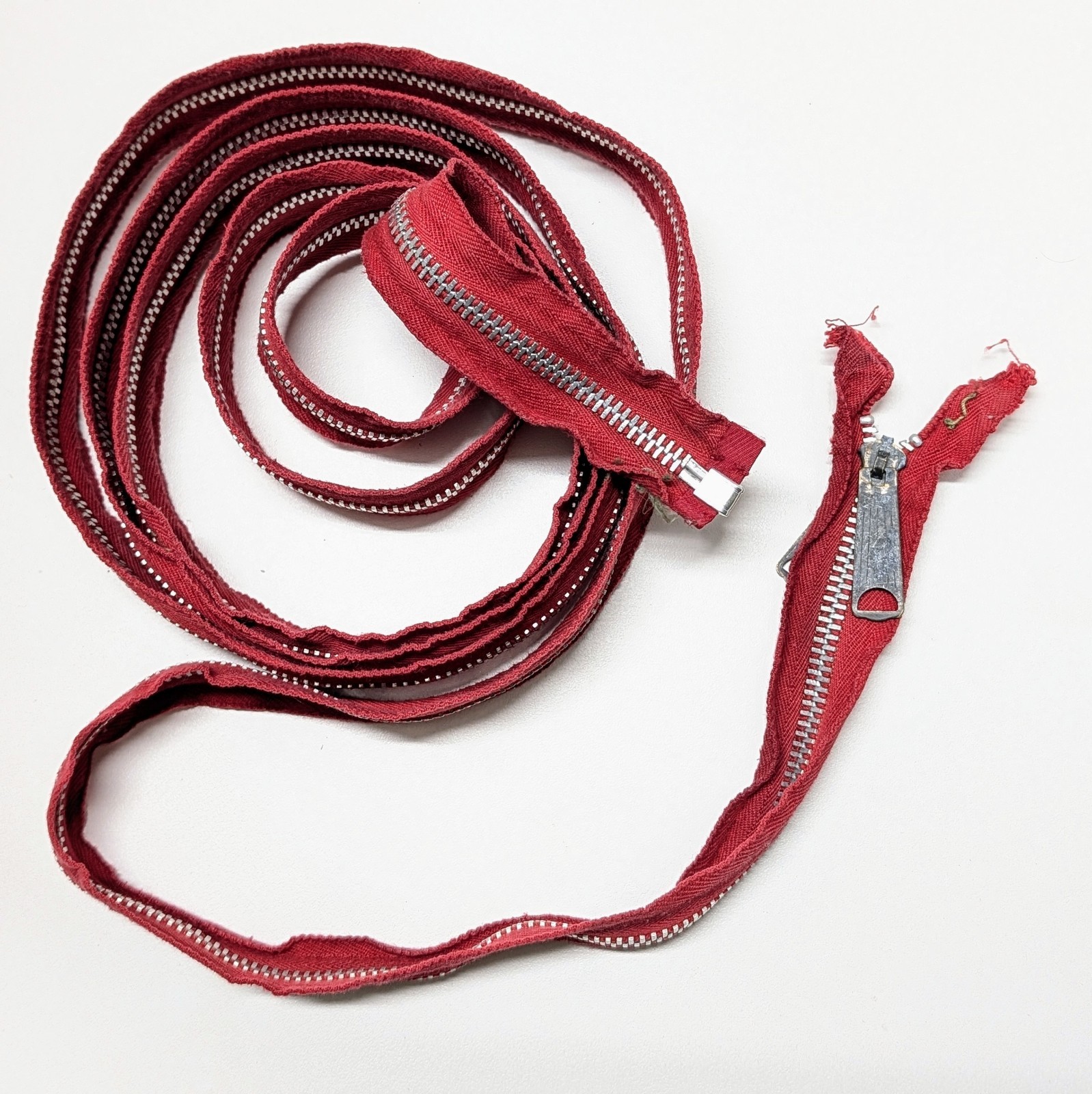 Vintage 8 Ft TALON Industrial Heavy Duty Zipper – Open End, Red Cotton, USA Made