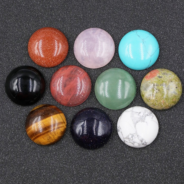 20pcs 25mm Natural Mixed Stone Round CAB CABOCHON DIY Jewelry Making No Holes