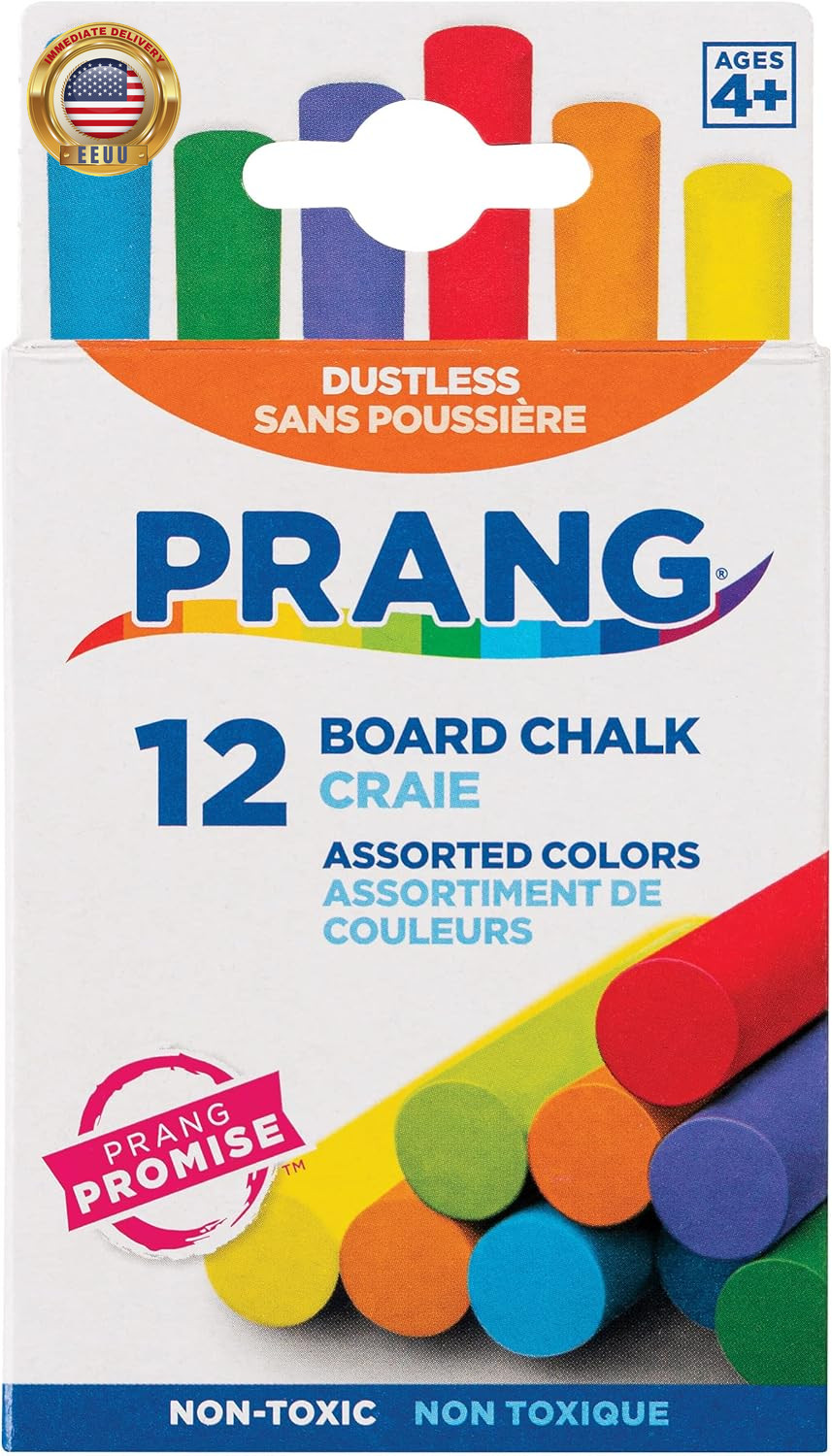 Board Chalk, Assorted Colors, 12 Count | Chalkboard Chalk, Scratch Free, Smooth